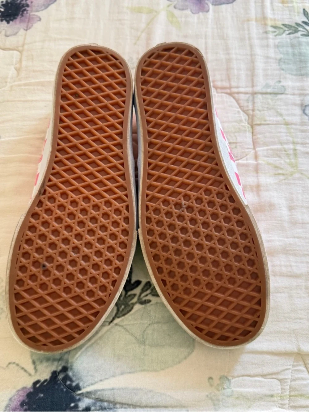 Lace Up Pink & White Checkered Vans - Picture 6 of 7